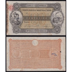 Credito Agricolo Industriale Sardo 100 Lire 1874
