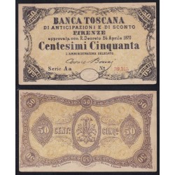 Banca Toscana di anticipazione e sconto 50 Centesimi 1870