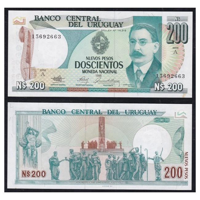Uruguay 200 Nuevo Pesos  1986