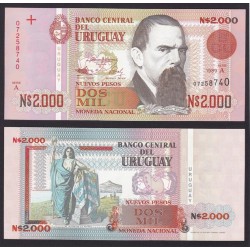 Uruguay 2000 Nuevo Pesos 1989