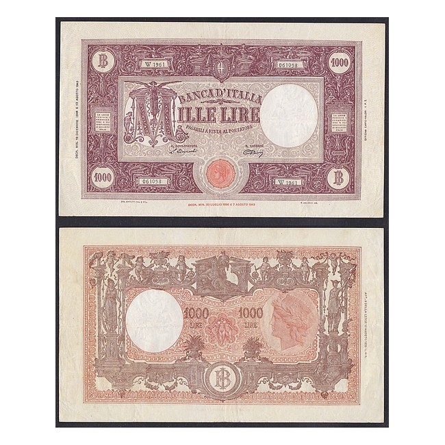 Biglietti di banca 1.000 Lire 1946 Grande "M" B.I.