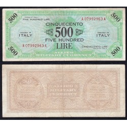 Allied Military Currency 500 Lire 1943