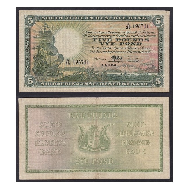 Sud Africa 5 Pounds 1947