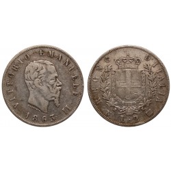 2 Lire 1863 stemma Zecca di Napoli