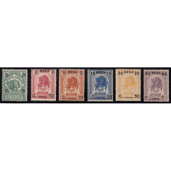1922 Nuova tiratura dei francobolli del 1906-07 con nuovo valore in moneta somala