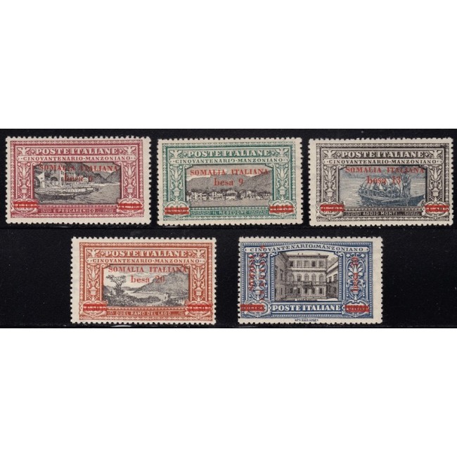 1924 Manzoni. Francobolli d'Italia n.151-56 soprastampati