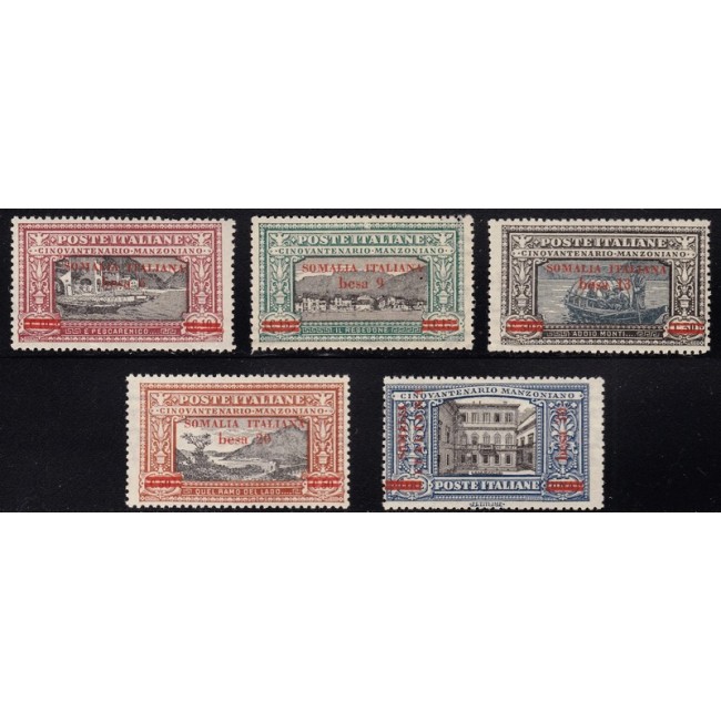 1924 Manzoni. Francobolli d'Italia n.151-56 soprastampati