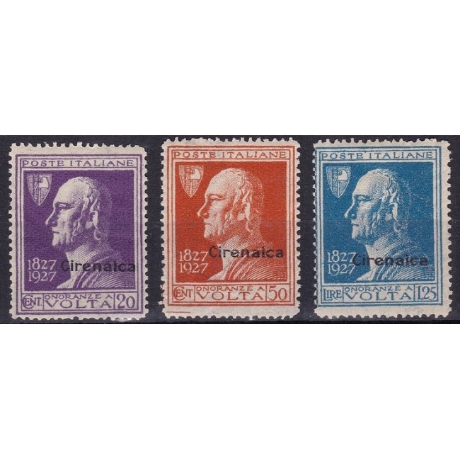 1927 Volta. Francobolli d'Italia n. 210-11 in colori cambiati, soprastampati