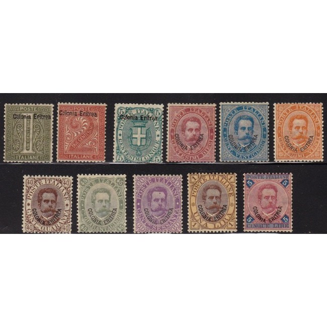 1893 Francobolli d'Italia del 1863-91 soprastampati COLONIA ERITREA