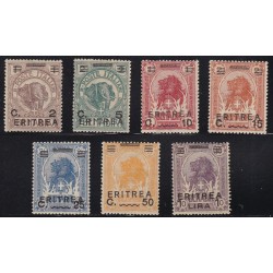1922 Francobolli di Somalia del 1906-07 soprastampati ERITREA e sbarrette