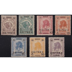 1922 Francobolli di Somalia del 1906-07 soprastampati ERITREA e sbarrette