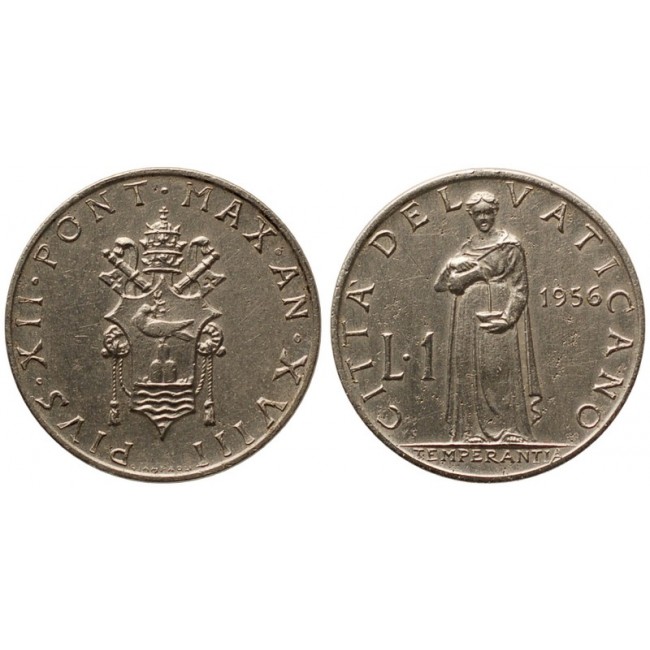 Pio XII (1939-1958) 1 Lira 1956 XVIII