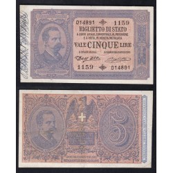 Biglietti di Stato  5 Lire 1892