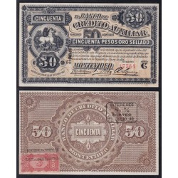 Uruguay 50 Pesos oro sellado1887
