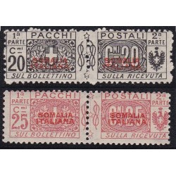 1926-31 Pacchi Postali d'Italia del 1914-22 soprastampati SOMALIA ITALIANA in rosso di tipo diverso