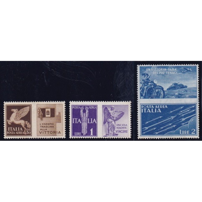1942 Propaganda di guerra - francobolli di posta aerea del 1930 con appendici di propaganda bellica. Non emessi