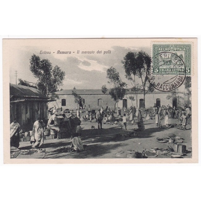 Eritrea 1930 - Asmara mercato dei polli