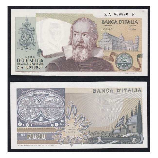 Biglietti di banca 2.000 Lire 1976 Galileo Galilei