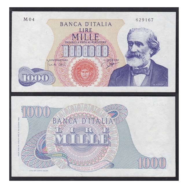 Biglietti di banca 1.000 Lire 1962 Giuseppe Verdi 1° tipo
