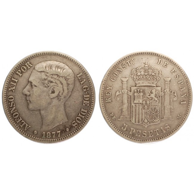 Spagna 5 Pesetas 1877