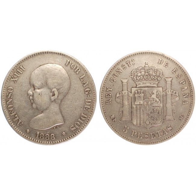 Spagna 5 Pesetas 1888