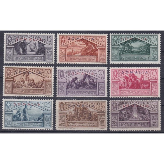 1930 Virgilio. Francobolli d'Italia n. 282-90 soprastampati