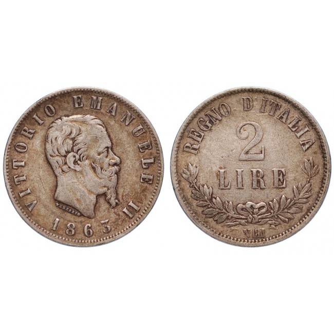 2 Lire 1863 valore Zecca di Napoli