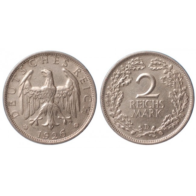 Germania Repubblica di Weimar 2 Reichsmark 1926