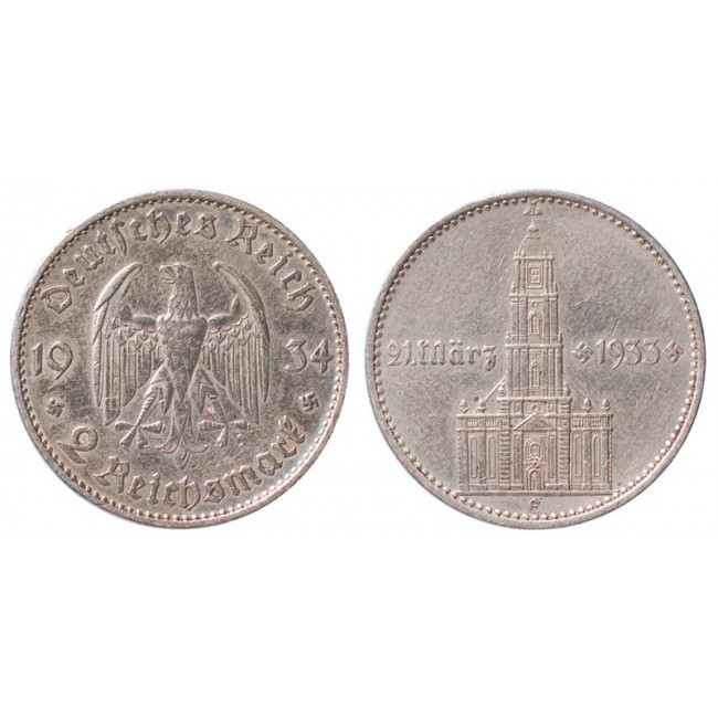 Germania Terzo Reich 2 Reichsmark 1934