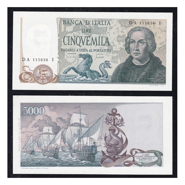 5.000 Lire 1971 Colombo 2° Tipo