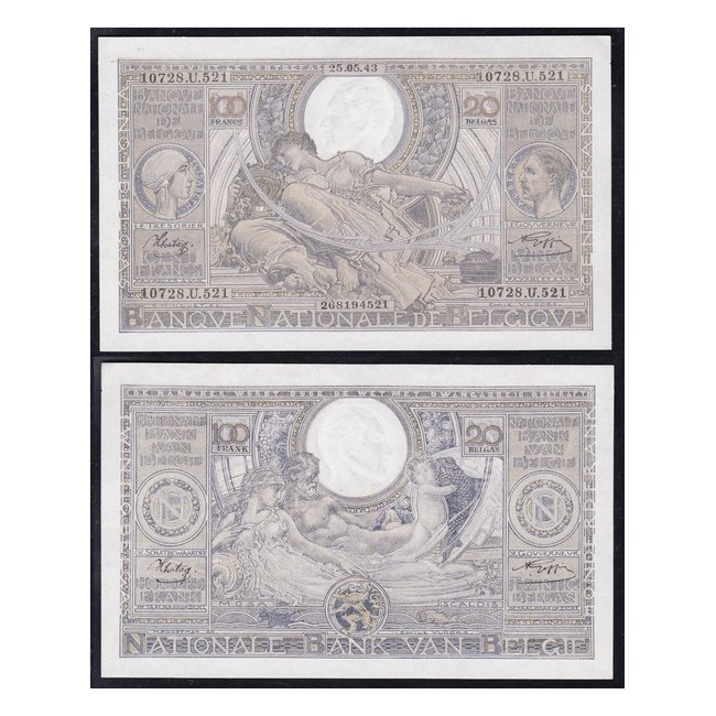 Belgio 100 Francs - 20 Belgas 1943
