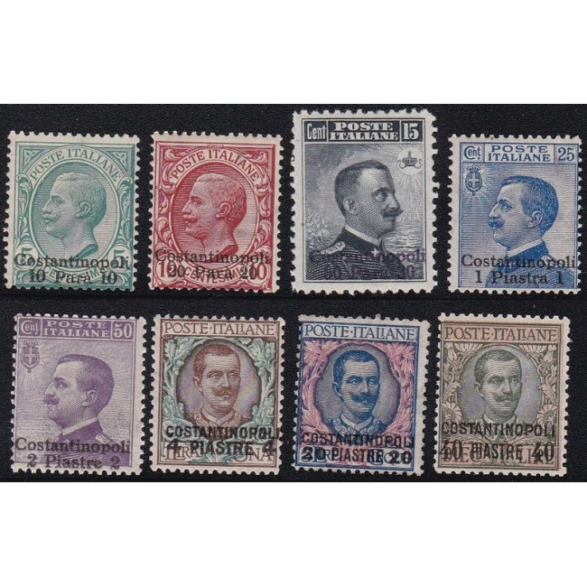 Levante - Costantinopoli 1909-11. Francobolli del 1901-10 soprastampati COSTANTINOPOLI e nuovo valore