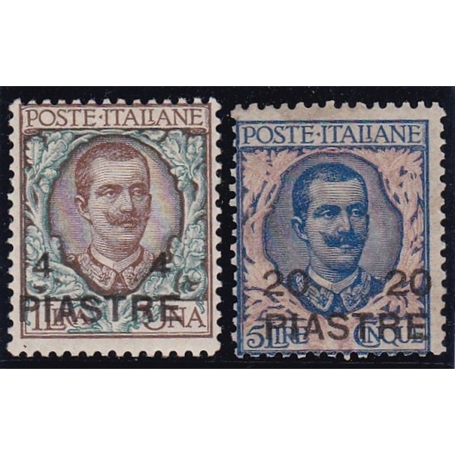 Levante - Costantinopoli 1908. Francobolli del 1901 soprastampati. Quarta emissione locale