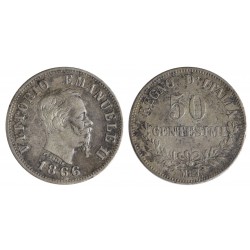 50 Centesimi 1866 valore Zecca di Milano
