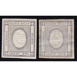 Sardegna 1861 Francobolli per stampati - 1 e 2 centesimi