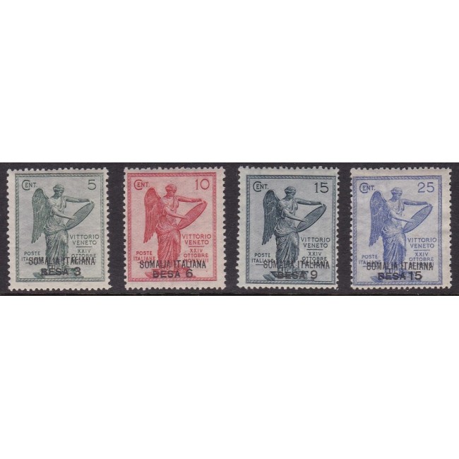 1922 Vittoria. Francobolli d'Italia n. 119-22 soprastampati
