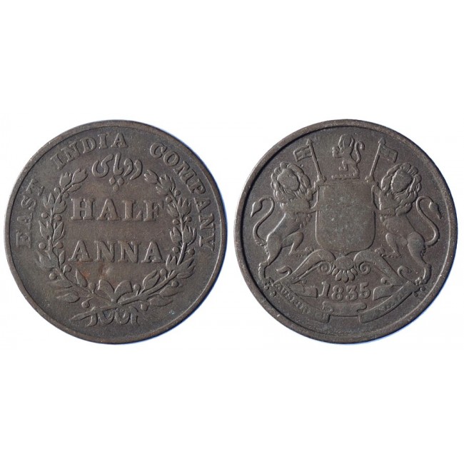 Indie britanniche 1/2 Anna 1835