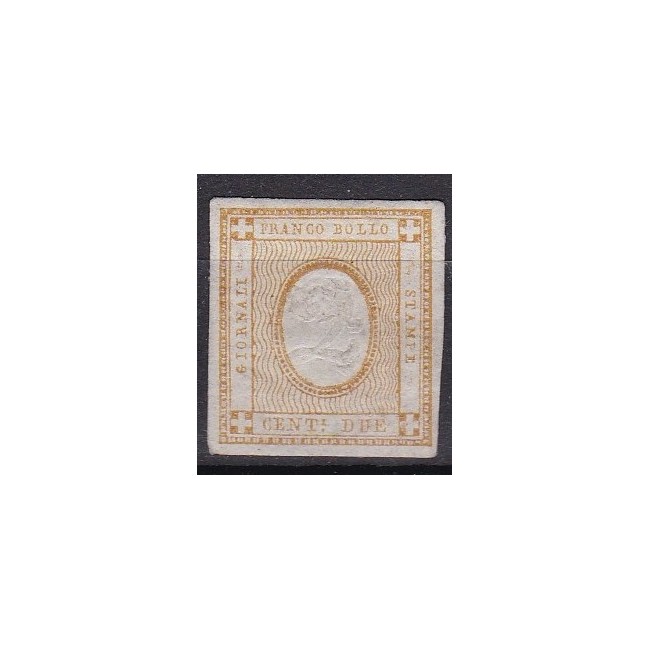1862 Cifra in rilievo 2 c. per stampe. Tipo del francobollo di Sardegna del 1861.