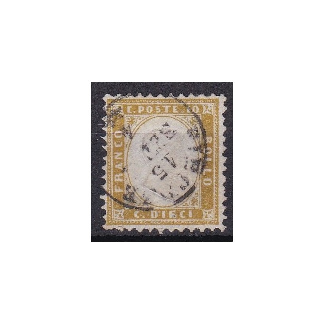 1862 Effige di Vittorio Emanuele II in rilievo. 10 c. bistro giallastro