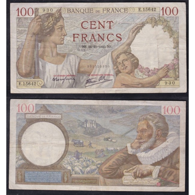 Francia 100 Francs 1940