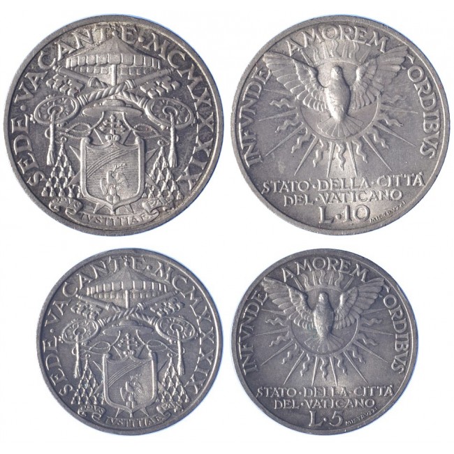 Sede Vacante 1939 10 lire - 5 lire