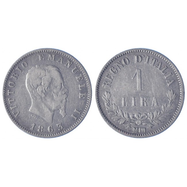 1 Lira 1863 valore Zecca di Milano