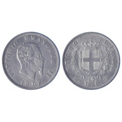 1 Lira 1867 stemma Zecca di Milano