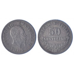 50 Centesimi 1863 valore Zecca di Torino