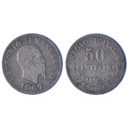 50 Centesimi 1867 valore Zecca di Napoli