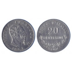 20 Centesimi 1863 valore Zecca di Torino