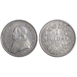 Pio IX (1846-1870) 1 Lira 1866 XXI primo tipo