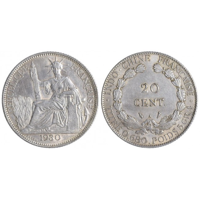 Indo Cina Francese 20 Cents 1930