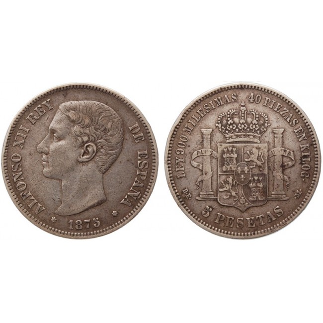 Spagna 5 Pesetas 1875