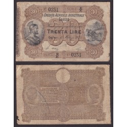 Credito Agricolo Industriale Sardo 30 Lire 1874